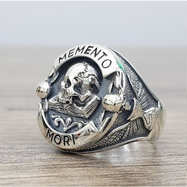 Memento Mori Skull Sterling hopea sormus 12