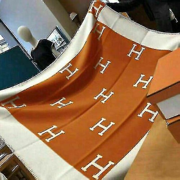 Newwool Cashmere Pläd filtar Kudde Soffa Sängkläder Sjal Julpresent Orange