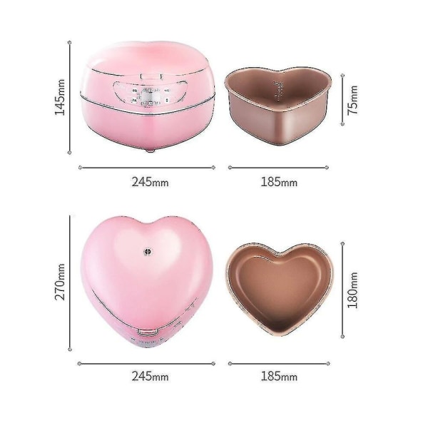 Persika hjärtformad riskokare Smart mini riskokare för hushåll för 1-2-3-4 personer Pink 220V