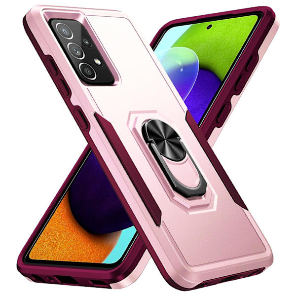 För Samsung Galaxy A52 4g/5g/a52s 5g Defender Series Välskyddad Pc + Tpu cover Rotary Ring Kickstand Case Pink Rose