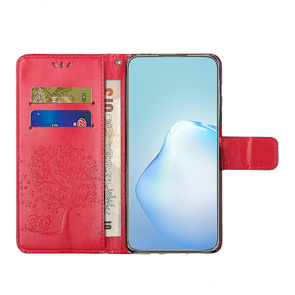For Honor X6a 4g Owl Tree Imprinted Pu Læder Stand Wallet Case Fuld beskyttelse Telefon Cover Red