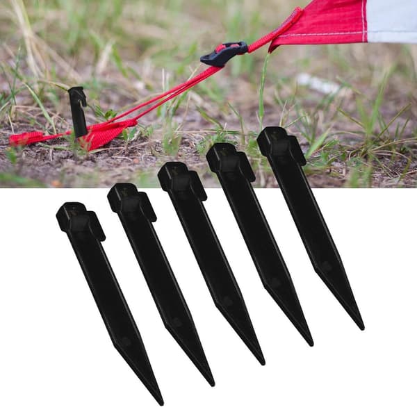 5 pløkker, pålidelig telt- og markisemontering, sort, 15 cm