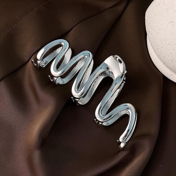 Stort Hårspänne, Silver Metall Hårspänne, Dam Mode Håraccessoar, Styling Håraccessoar, 11 cm, 4-pack