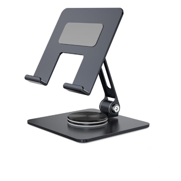 Tablet Holder, 360° Roterende Metal Folde Tablet Stand til iPad (Grå)