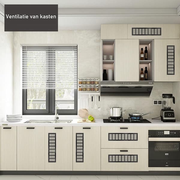 2-delt sæt - Ventilationsrist - Sort ventilationsrist - Dekorativt ventilationsdæksel - Sort - 80*250mm