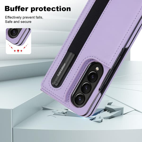 SAM Galaxy Z Fold7, Foldbart telefoncover med penneholder, Sort