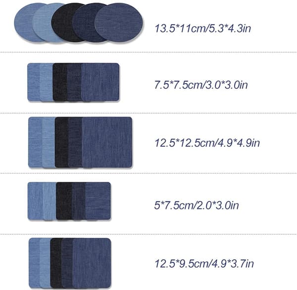 25-pack självhäftande denimlappar - denim stryklappar