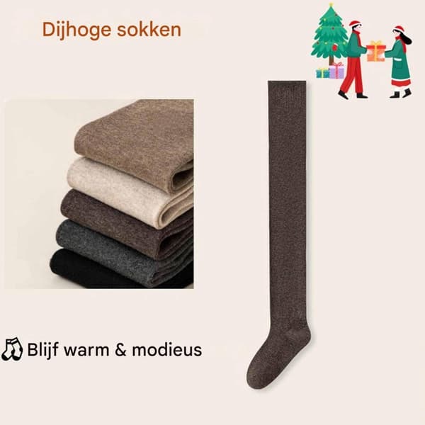 Knæhøje strømper - Over-knee strømper - 100 cm længde - Størrelser 36-40 - Havregrynsfarve
