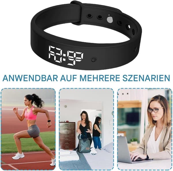 Tyst vibrerande handledslarm/timerarmband med 3 justerbara larm för diskreta påminnelser