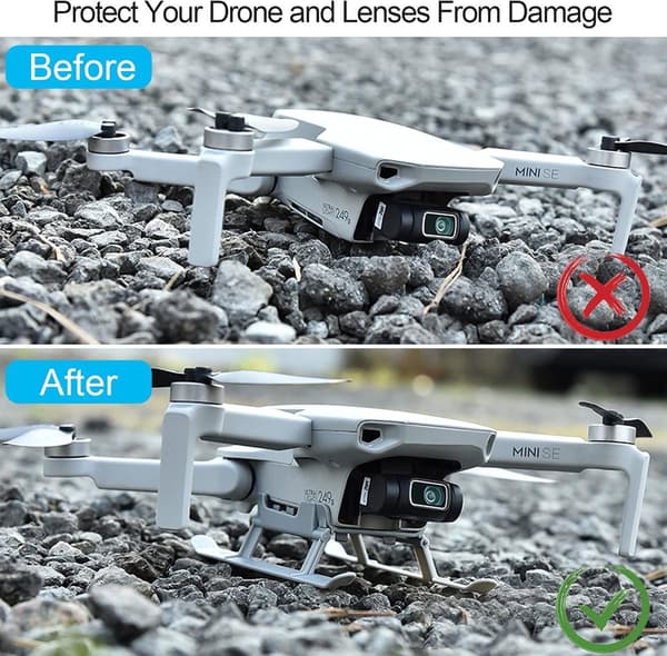 Vikbart landningsställ för DJI Mavic Mini/2/SE, förlängt landningsställ för drönare - grå
