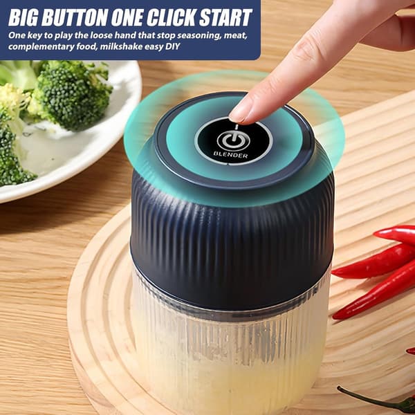 Sladdlös USB Mini Elektrisk Hackare, 300 ml, för köksvitlök, lök, grönsaker & nötter
