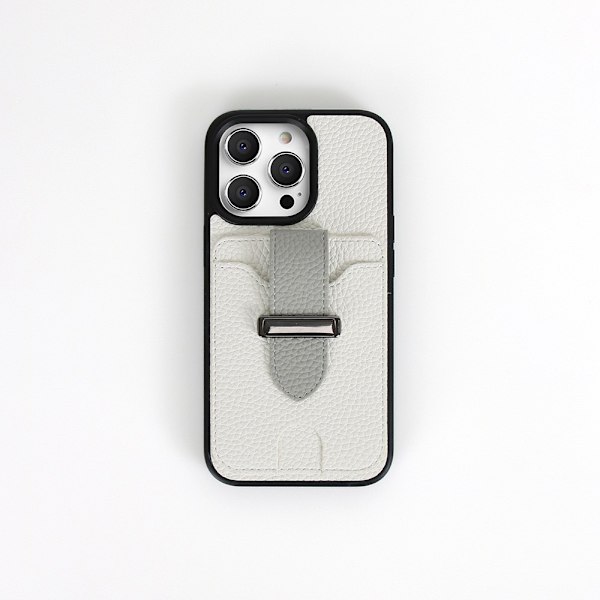 iPhone 13 Kortfodral med handledsrem och stativ (Vit)