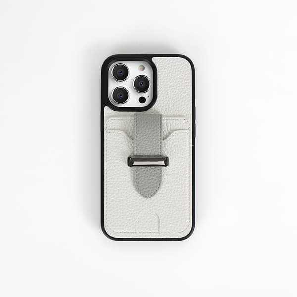 iPhone 13 Pro Max Kort Etui med Håndledsrem og Støttefod (Hvid)
