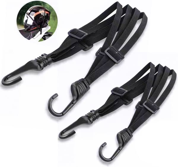 Bagagestrop brystclips - Justerbar elastik til hjelm - 60cm/90cm sort