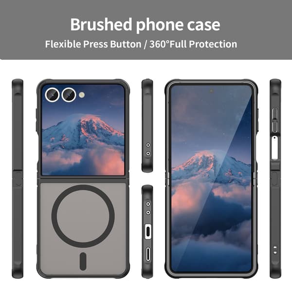 SAM Galaxy Z Flip 7 Vikbart Fodral, PU Stötsäkert Fodral (Blå)