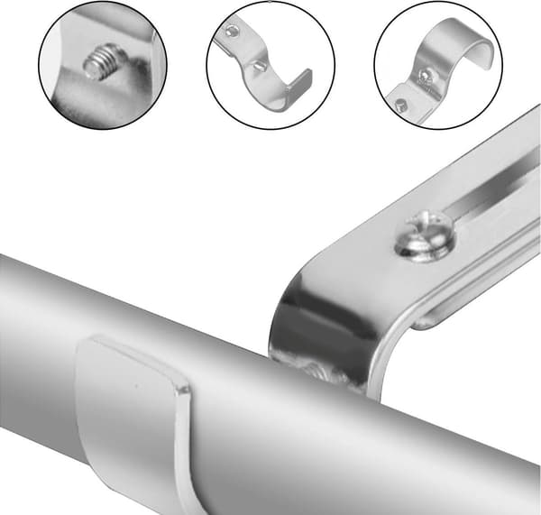 4-pack justerbara gardinstångshållare, väggfäste för hem, kontor, sovrum, garderob, badrum, silver