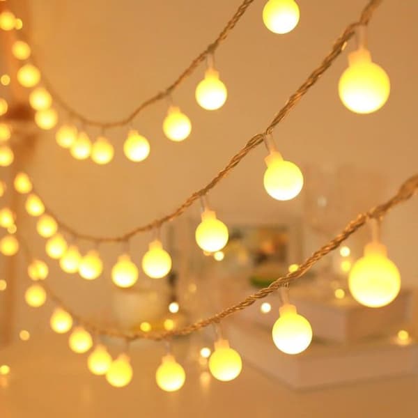 Ringlys for soverom, 20 meter, 150 LED-lys, plugget inn.