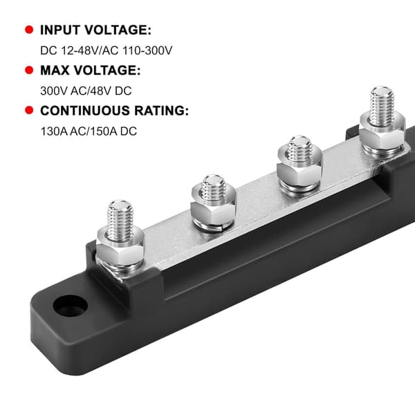 2-pack 12V-48V DC Sammlingsskena Strömfördelningsmoduler, 150A Strömfördelningslist med 4 M6 Fästbultar