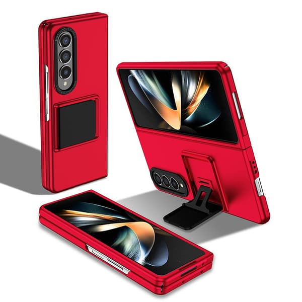 SAM Galaxy Z Fold 3, Vikbart Telefonskal med Ställ, Fallsäkert, Röd