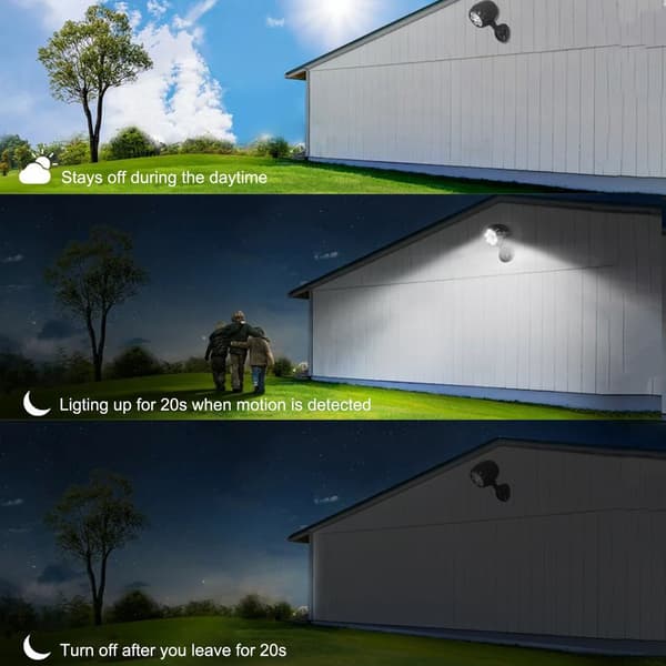 2 st LED-vägg-/strålkastare för utomhusbruk med rörelsesensor för trädgård/garage