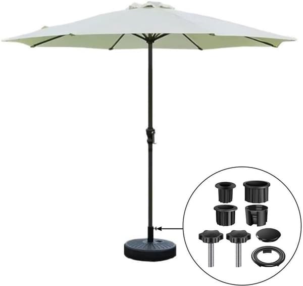 Reservedele til parasolfødder, parasoltilbehør, til terrassebord, balkon, baghave (8 stk., sort)