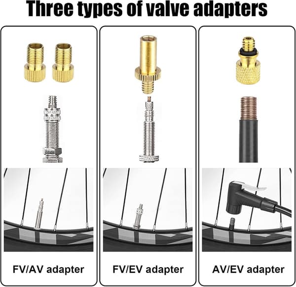 Cykelventilsadapter - Lämplig för Dv, Av, Sv däckventilsadapterkit