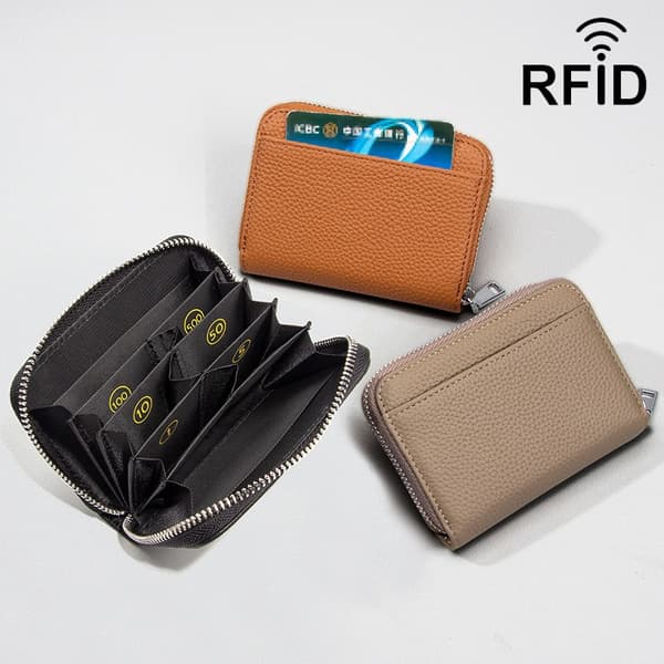 Mångsidig plånbok i läder, RFID anti-magnetisk myntbörs, blå