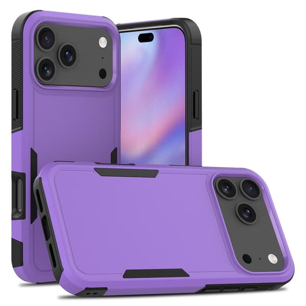 iPhone 17 Pro Max mobilskal, stöttåligt TPU+PC mobilskal, lila