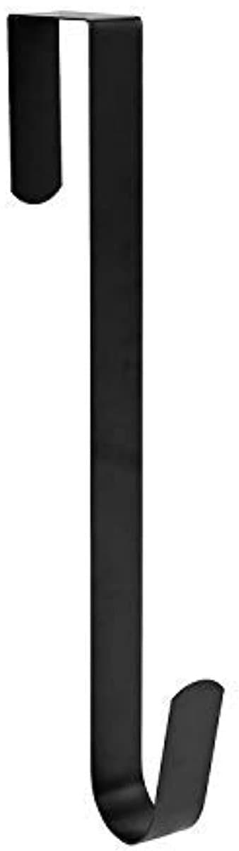 Kransekrog til hoveddør, 38 cm, robust stålkransekrog til døren, dørkrog (sort, 1 stk.)