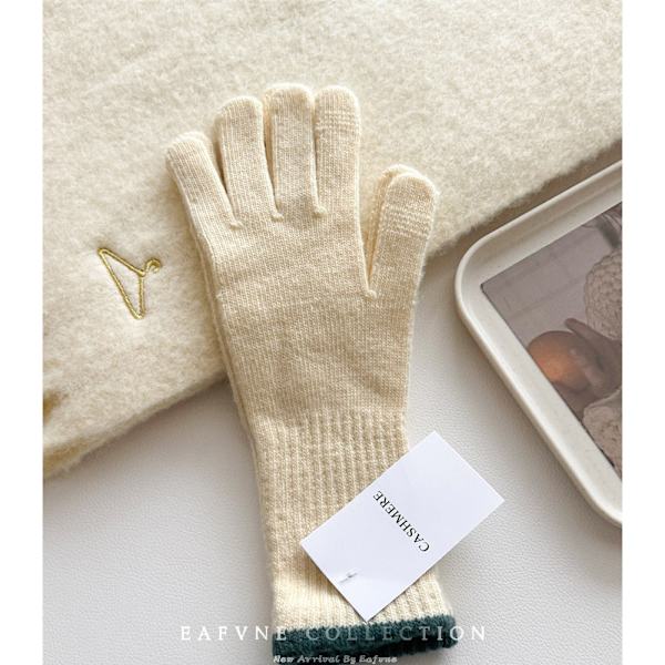 Varme efterår/vinter handsker, fingerløse touchscreen handsker, beige