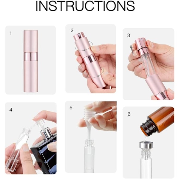 Mini sprayflaskor, tomma (3-pack), påfyllningsbara (silver, rosa, svart)