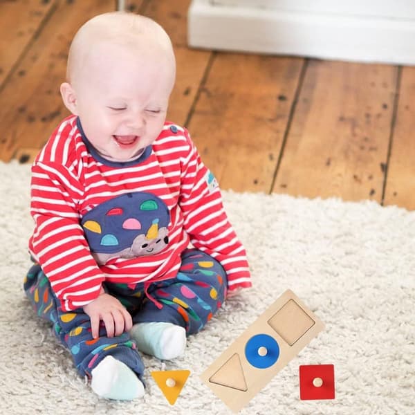 Montessori geometriskt pussel - träpussel - stiftpusselbräda