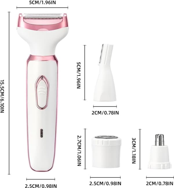 4-i-1 Elektrisk Rakapparat/Epilator - Dam - Rosa, Vit