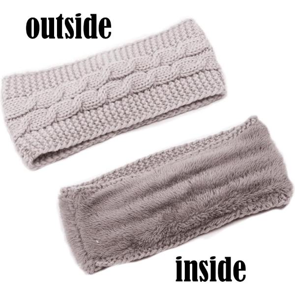 Hårband, 2-pack Vinterstickade Hårband, Lämpliga för Damhår, Bredstickad Öronmuffsfoder, Sammet Fleece Foder, 19*14cm, Svart, Grå