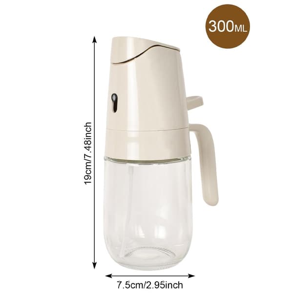 Oliediffuser med rengøringsbørste 300 ml dobbeltfunktion spray- og hældekande olieforstøver oliedispenser multifunktionel, lækagesikker oliediffuserflaske i glas