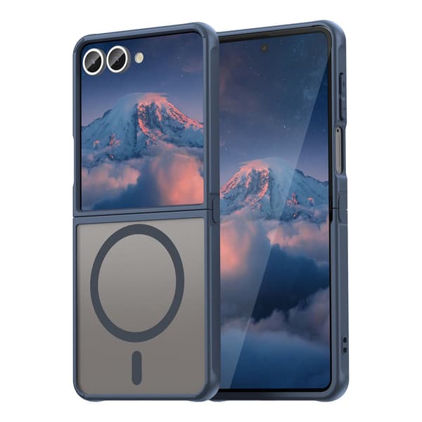 SAM Galaxy Z Flip 7 Sammenleggbart deksel, PU Støtsikkert deksel (Blå)