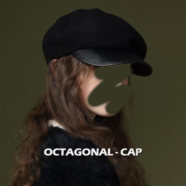 Varm og alsidig hat, retro kortskygget beret, Grå