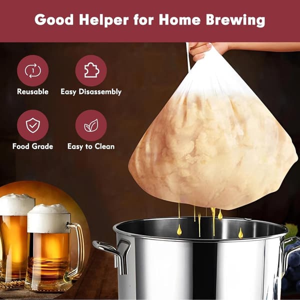 Filterpåsar - 2-pack - 40 x 28 cm bryggpåsar - med justerbar dragsko