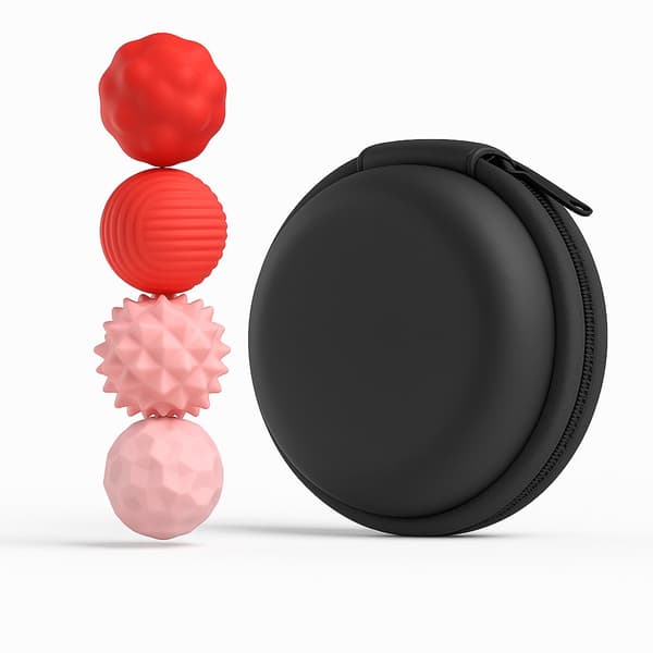 4 Pink/Røde Stressbolde - Sensorisk Øvelse