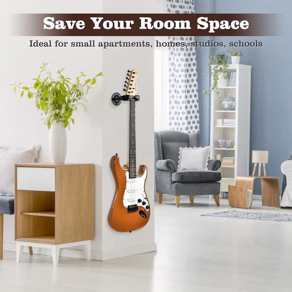Väggfäste för Gitarr med Automatiskt Lås, Säkert Gitarrväggfäste för Upphängning av Gitarr, Lämpligt för Bas, Mandolin, Banjo