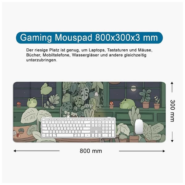 Grønn Gaming Musematte - Skrivebordsmatte - 800 x 300 mm - Musematte - Tastaturmatte