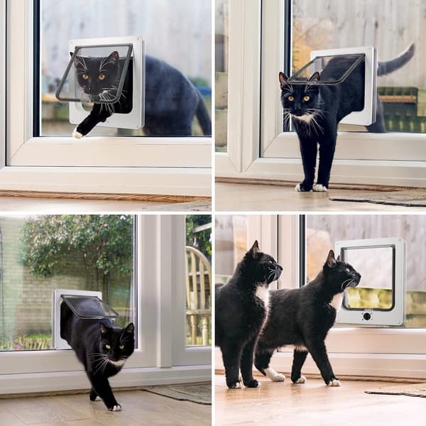Kontrollerbar 2-vägs kattlucka/ram för husdjur, brun