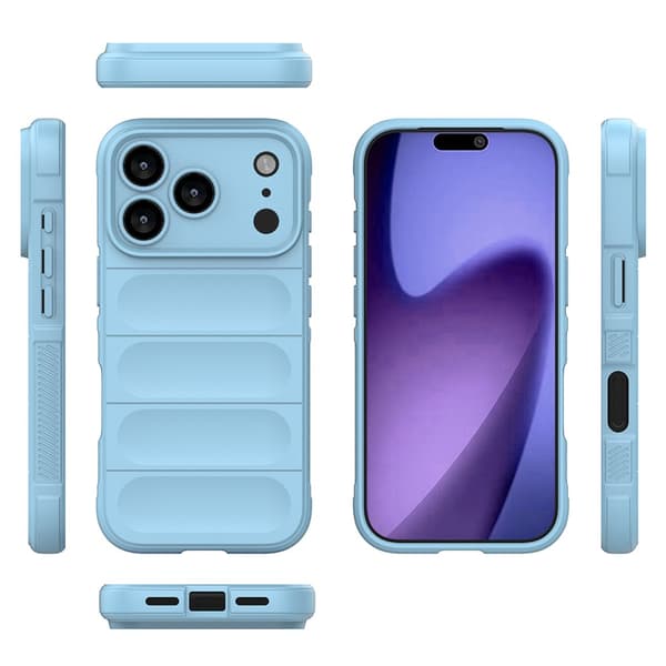 iPhone 17-PRO-MAX telefondeksel, mykt deksel, lyseblå