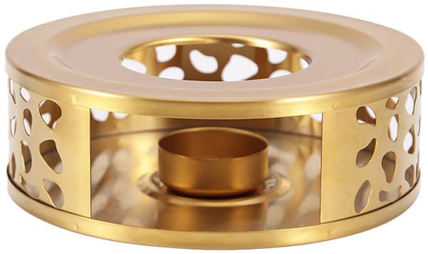 Fyrfadsstage - Tekandevarmer - Tekande varmestativ - Rustfrit stål - Guld - 15 cm