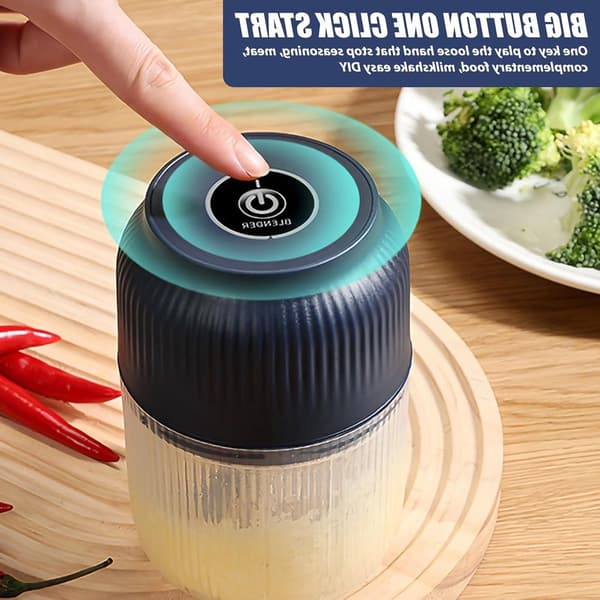 Sladdlös USB Mini Elektrisk Hackare, 300 ml, för köksvitlök, lök, grönsaker & nötter