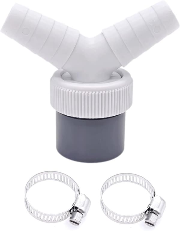2-til-1 afløbsslangeforbindelse til opvaskemaskine og vaskemaskine, 2-vejs Y-type splitter slangeforbindelsesadapter.