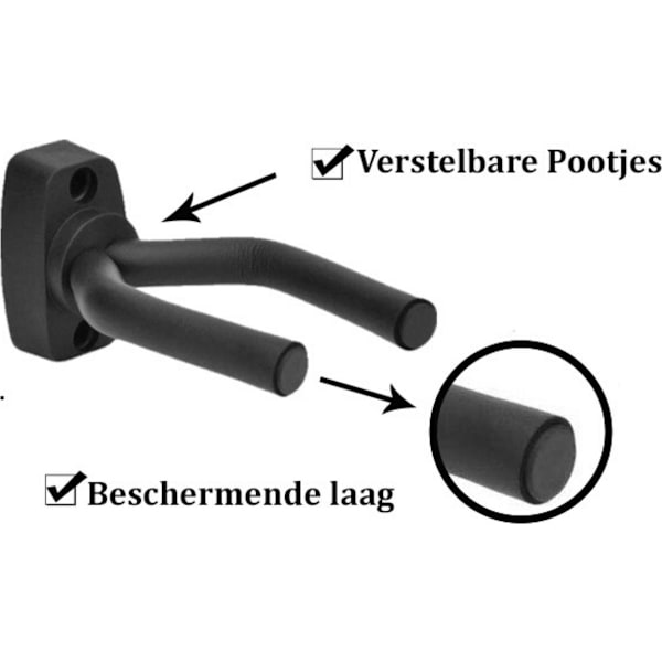 Två Delar - Dubbelset - Gitarrväggfäste - Väggfäste - Gitarrställ - Krok