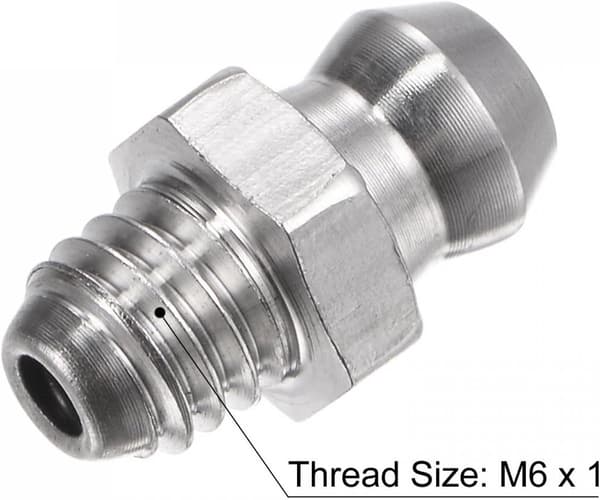 Egnet til 304 rustfrit stål lige smørenipler M6 x 1 mm gevind hydrauliske smørenipler tilbehør, 5 stk.