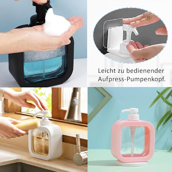 Såpedispenser - 2-delt dusjsåpedispenser - 500 ml pumpedispenser - liten såpedispenser i plast - (svart)