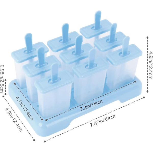 Isforme, ispindeforme, 9 genanvendelige isforme, BPA-fri (blå)